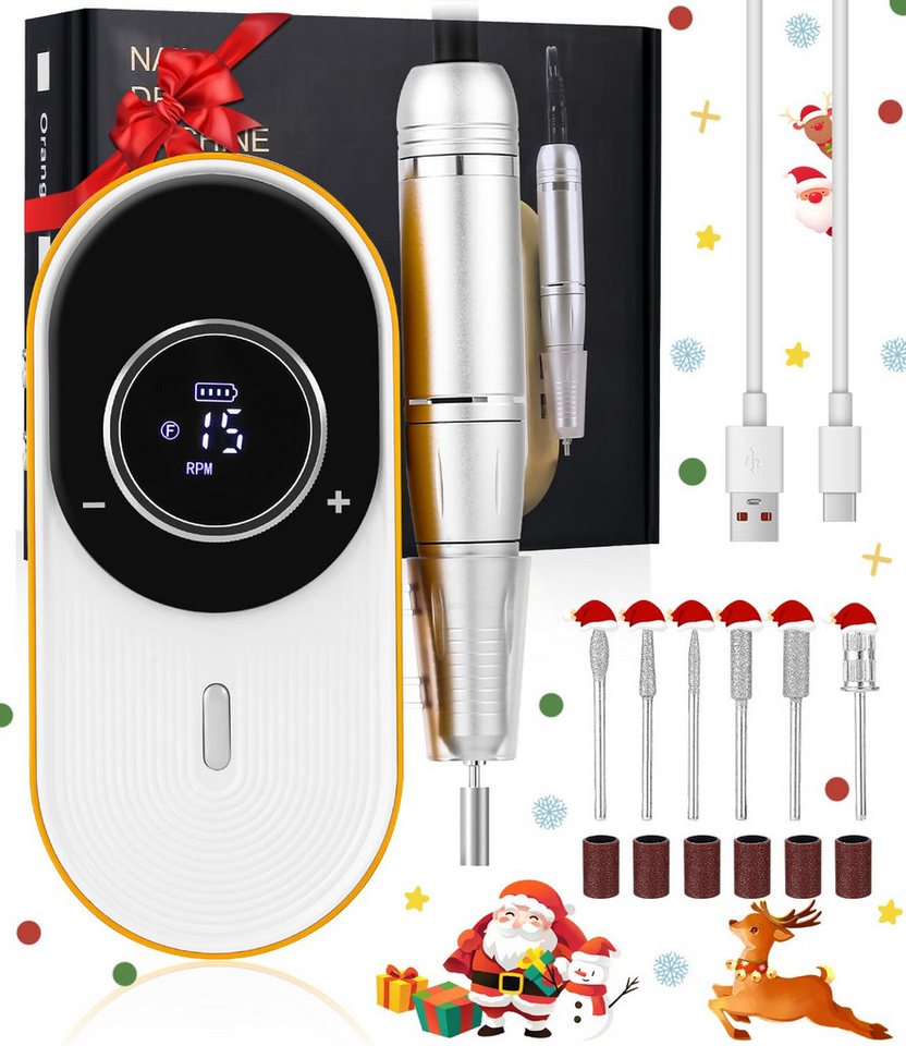 ibettertec Maniküre-Pediküre-Set Kabelloses tragbares Maniküreset,elektrische Maniküre mit Ladestation, 45000 U/min Nagelfräser,mit LCD Display, 6 Bits + Schleifhülsen, Links/Rechtslauf,USB-C Akku, Maniküre & Pediküre für Zuhause & Salon Bild 3
