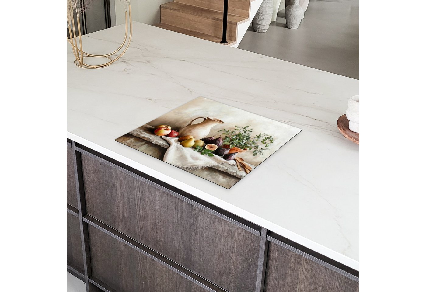 MuchoWow Herd-Abdeckplatte Obst - Kräuter - L ändlich, Vinyl, (1 tlg), Abdeckplatte für Ceranfeld, Herd Inductionsmatte, 60x50 cm Bild 3