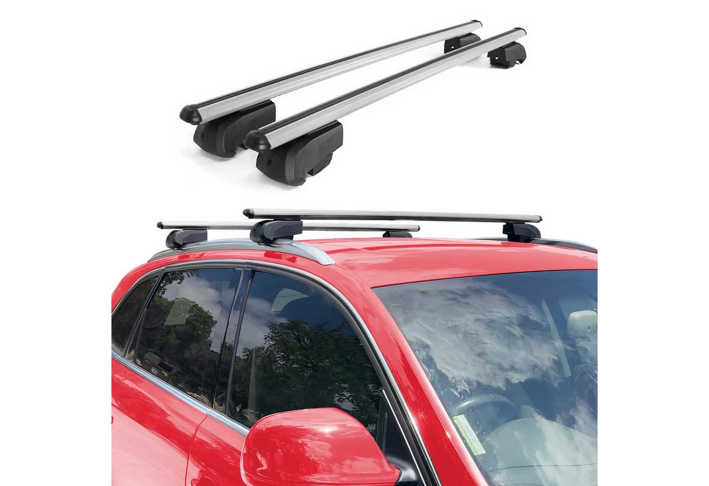 OMAC Dachträger Gepäckträger für Hyundai IX35 2010-2015 Grunträger ABE Alu Grau (2-St), Wasserbeständig,Abnehmbar,Multifunktional,Leichtgewichtig
