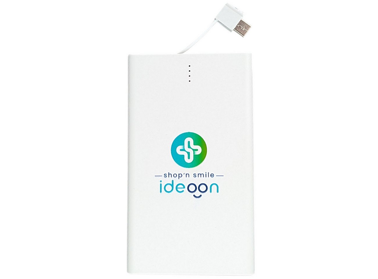 shop'n smile ideoon USB-C Mobiler Akku-Booster 4.000mAh Kabel & Lightning Adapter slim Powerbank 4000 mAh, 4000 mAh, ultra-slim, USB-C Ein-/Ausgang & integriertes Ladekabel Bild 5