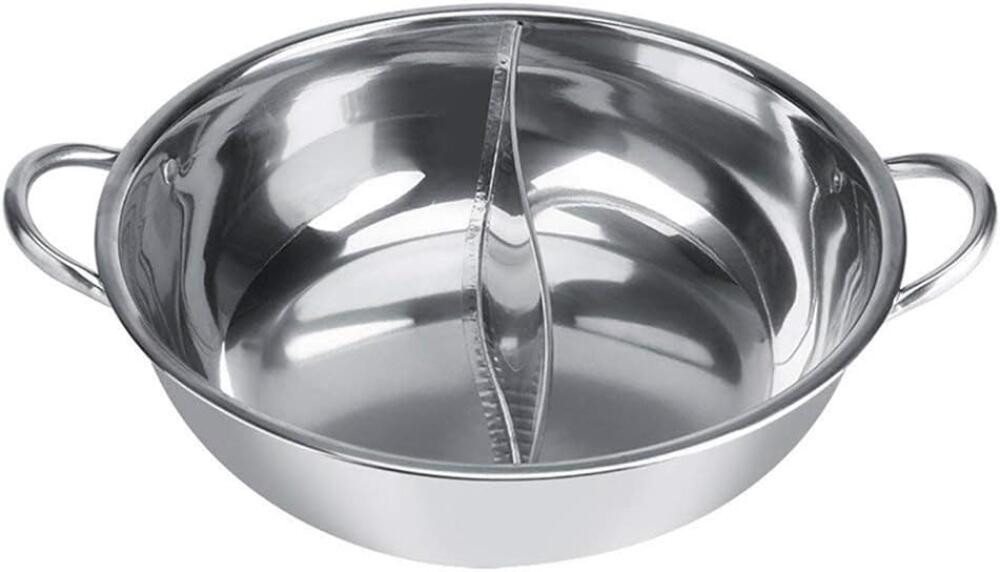FELIXLEO Elektrische Grillpfanne Hot Pot Topf Edelstahl 32cm Doppelseitig mit Trennwand Bild 2