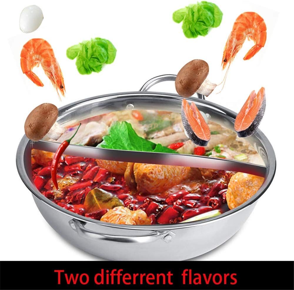 FELIXLEO Elektrische Grillpfanne Hot Pot Topf Edelstahl 32cm Doppelseitig mit Trennwand Bild 4