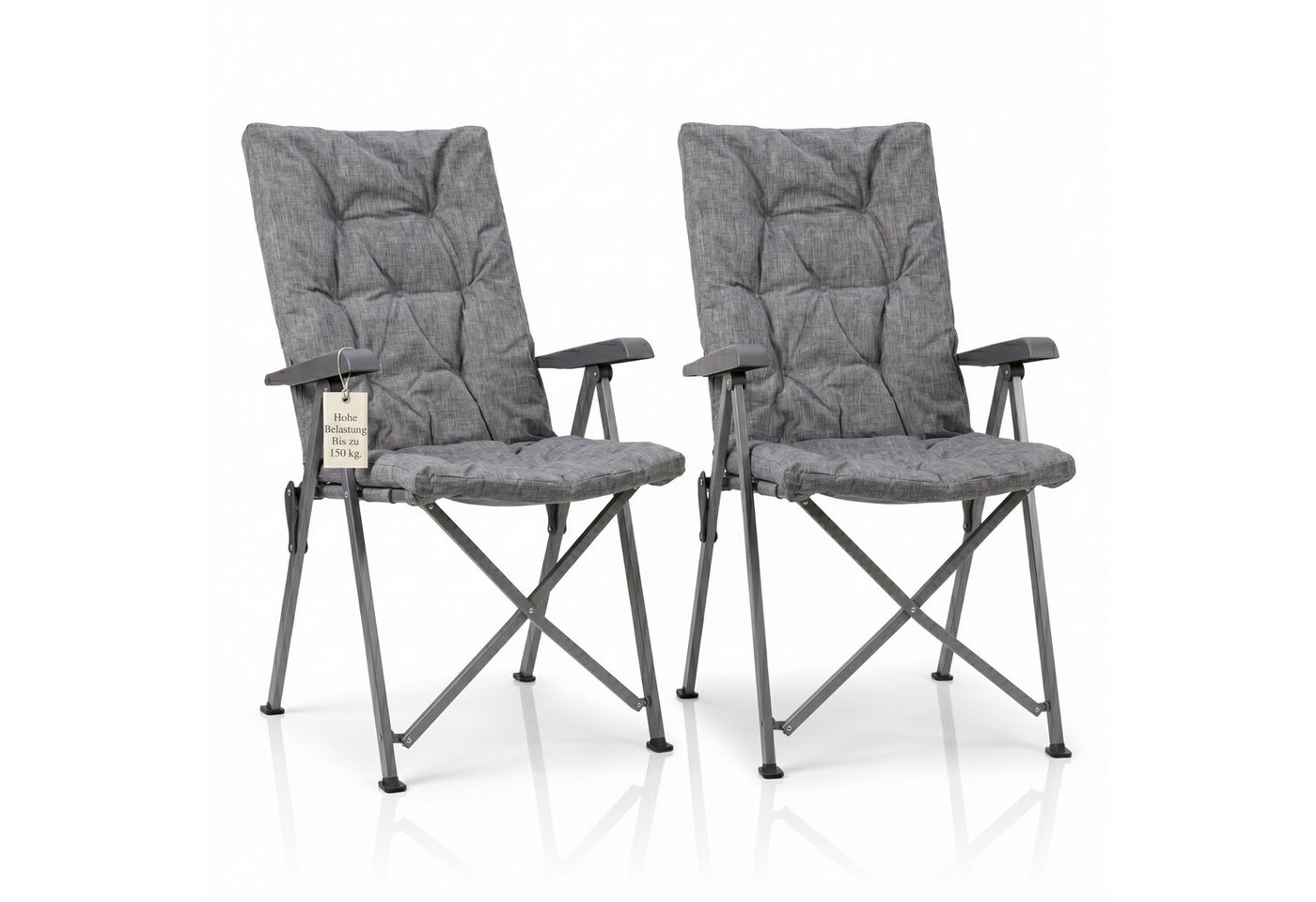 BigDean Faltstuhl 2 Stück Campingstuhl 4X-Rückenverstellbar bis 150 KG dick gepolstert (Set, 2 St), Robust, Kreuzverstrebt, Rutschfest, Strapazierfähig, Pflegeleicht Bild 4