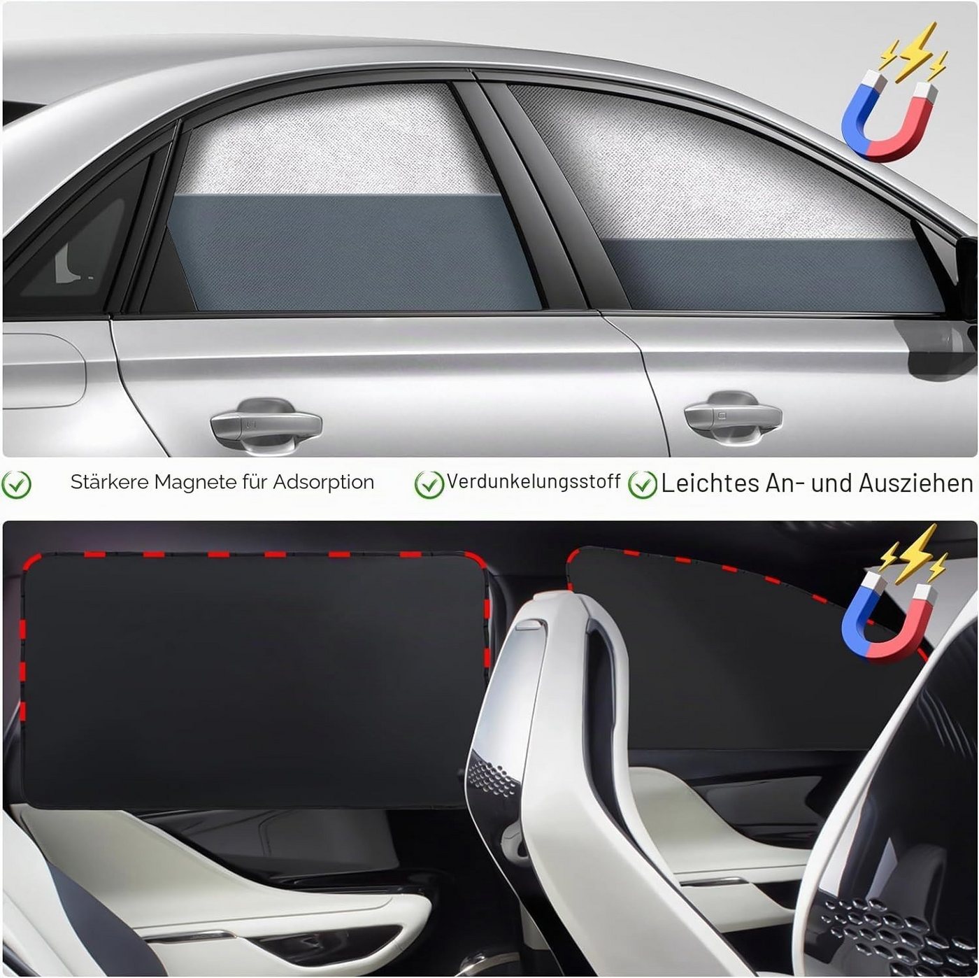 FELIXLEO Autosonnenschutz Sonnenschutz Auto Seitenscheibe, Magnetisch Sichtschutz Vorhang Bild 3