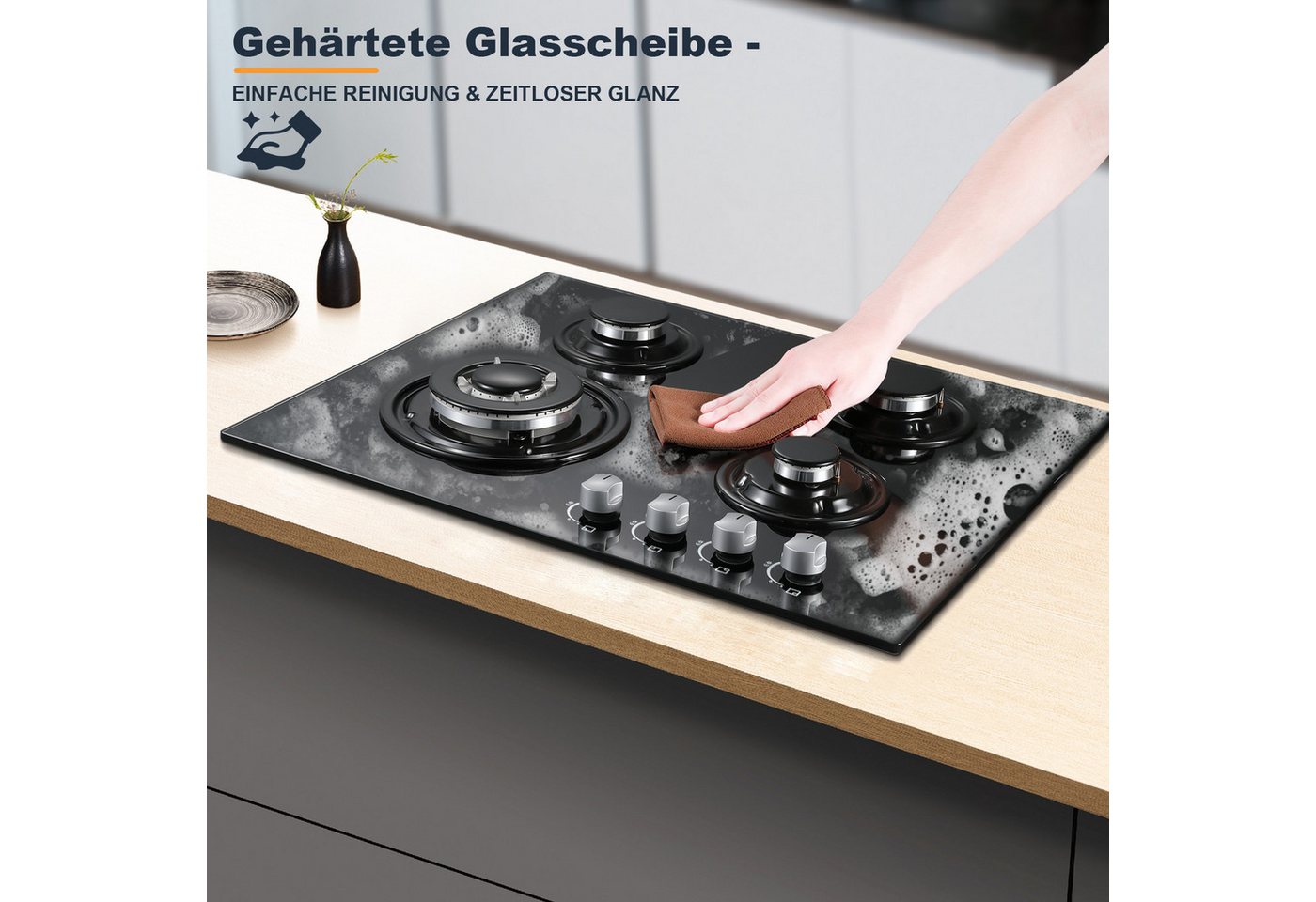 SNDOAS Gas-Kochfeld, Gasherd mit automatischer Thermoelementschutz, Erdgas/Propangas