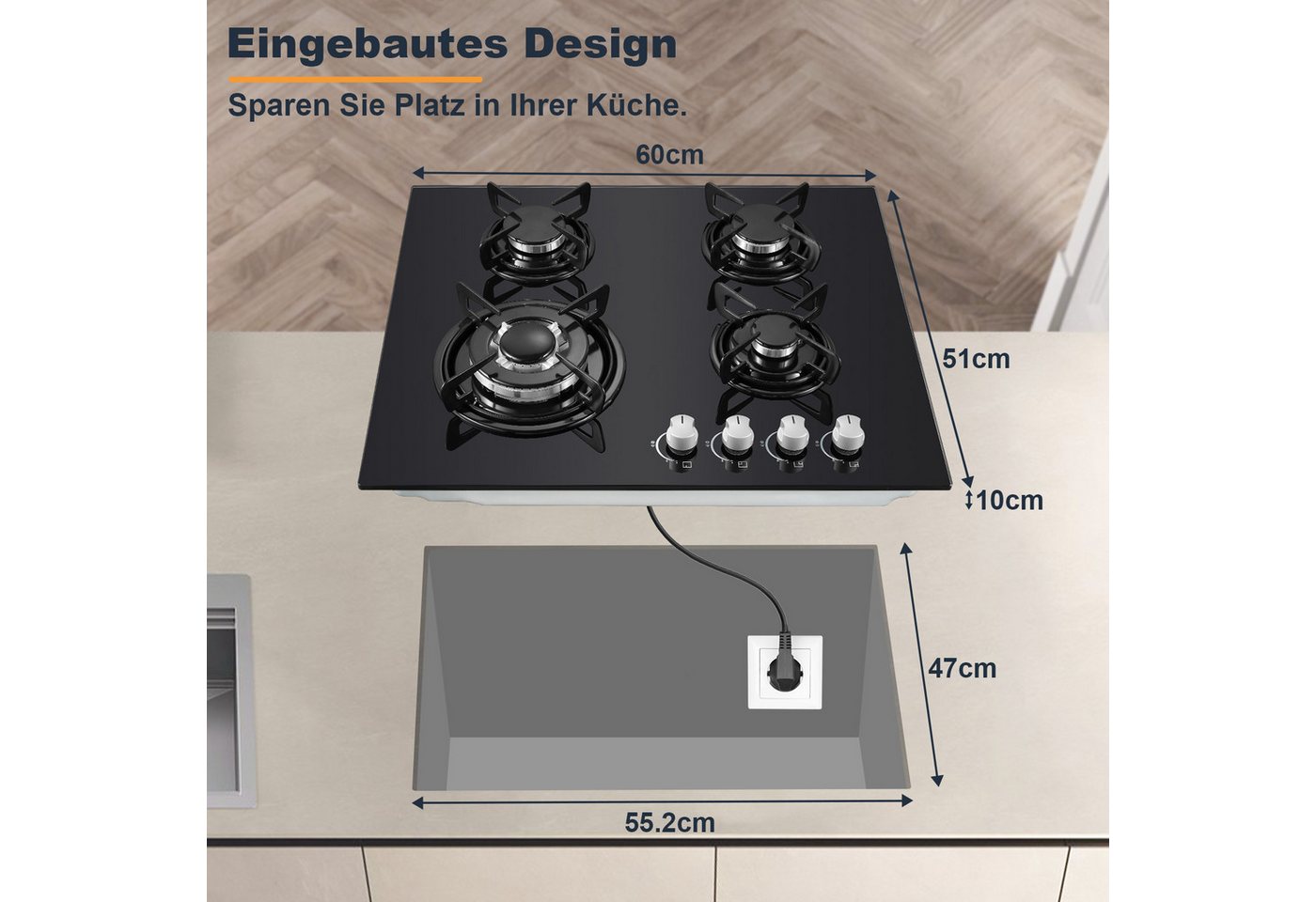 SNDOAS Gas-Kochfeld, Gasherd mit automatischer Thermoelementschutz, Erdgas/Propangas Bild 5