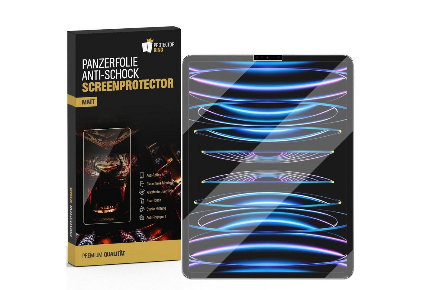 Protectorking Schutzfolie 1x Panzerfolie für iPad Pro 12.9 2022 Displayschut, (1-Stück, 1-Set), NANO Panzerfolie aus Robusten und unzerbrechlichen PET Material MATT