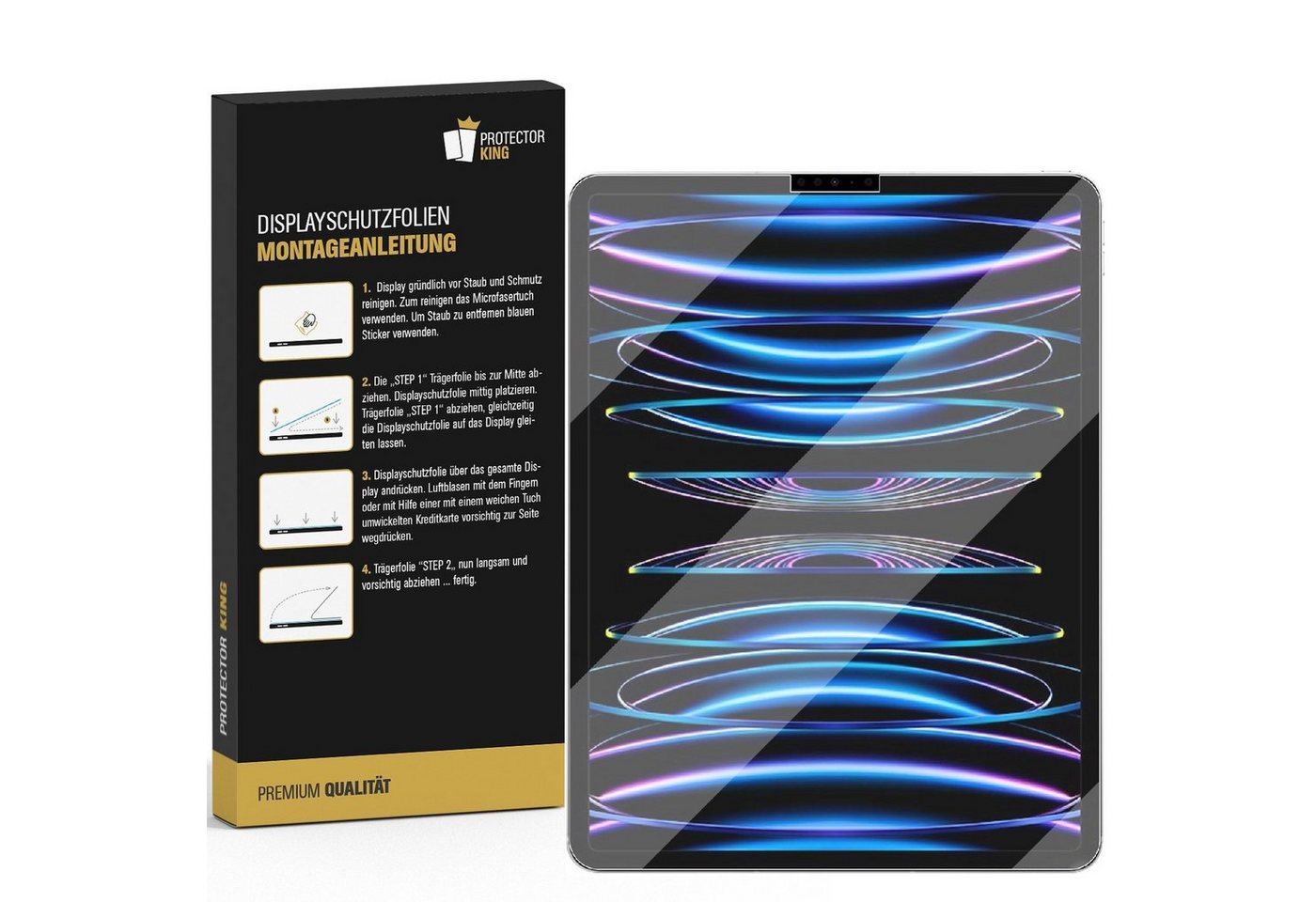Protectorking Schutzfolie 1x Panzerfolie für iPad Pro 12.9 2022 Displayschut, (1-Stück, 1-Set), NANO Panzerfolie aus Robusten und unzerbrechlichen PET Material MATT Bild 2