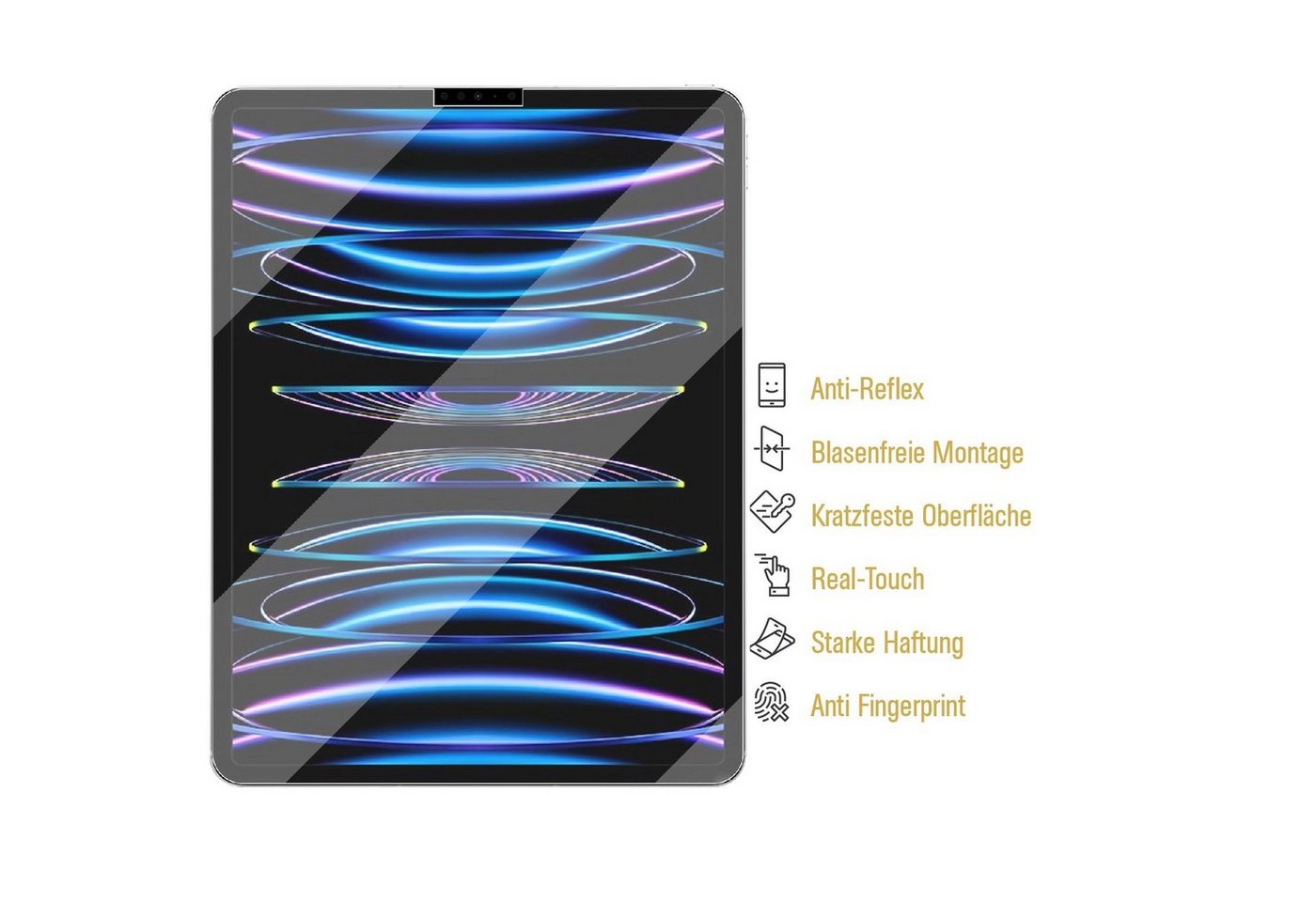 Protectorking Schutzfolie 1x Panzerfolie für iPad Pro 12.9 2022 Displayschut, (1-Stück, 1-Set), NANO Panzerfolie aus Robusten und unzerbrechlichen PET Material MATT Bild 3