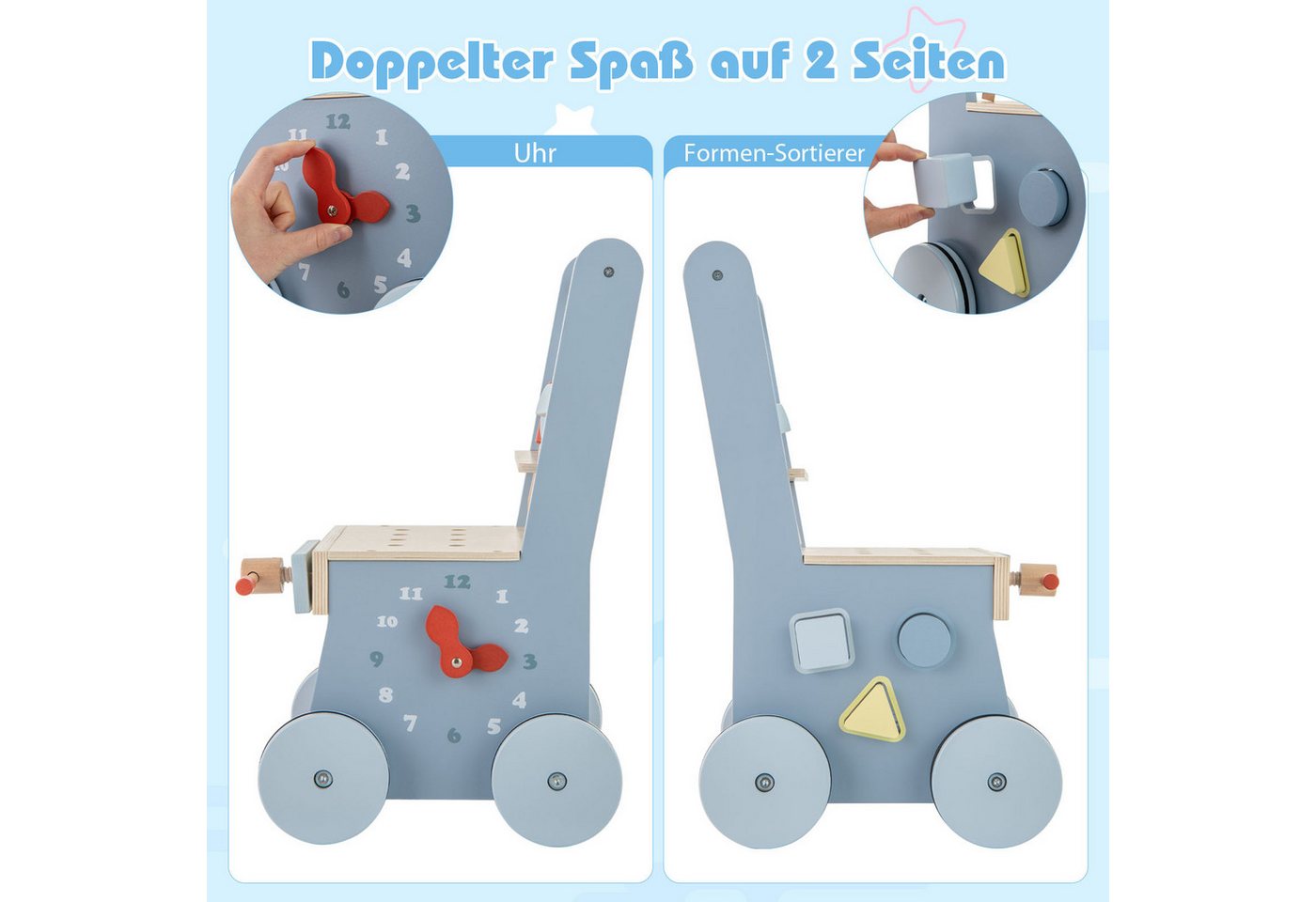 COSTWAY Lauflernwagen, 2 in 1 Lauflernhilfe, Montessori Holzspielzeug Bild 3