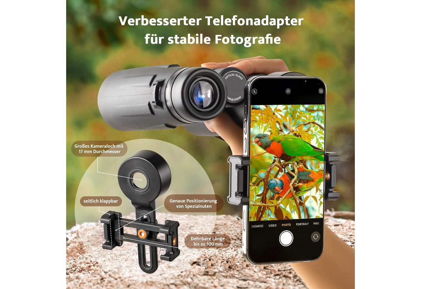 TWUFY Fernglas 12x42 HD Kompakte Ferngläser wasserdicht für Jagd, Wandern Fernglas (Outdoor Sportspiele Vogelbeobachtung Reisen Jagd Konzerte) Bild 3