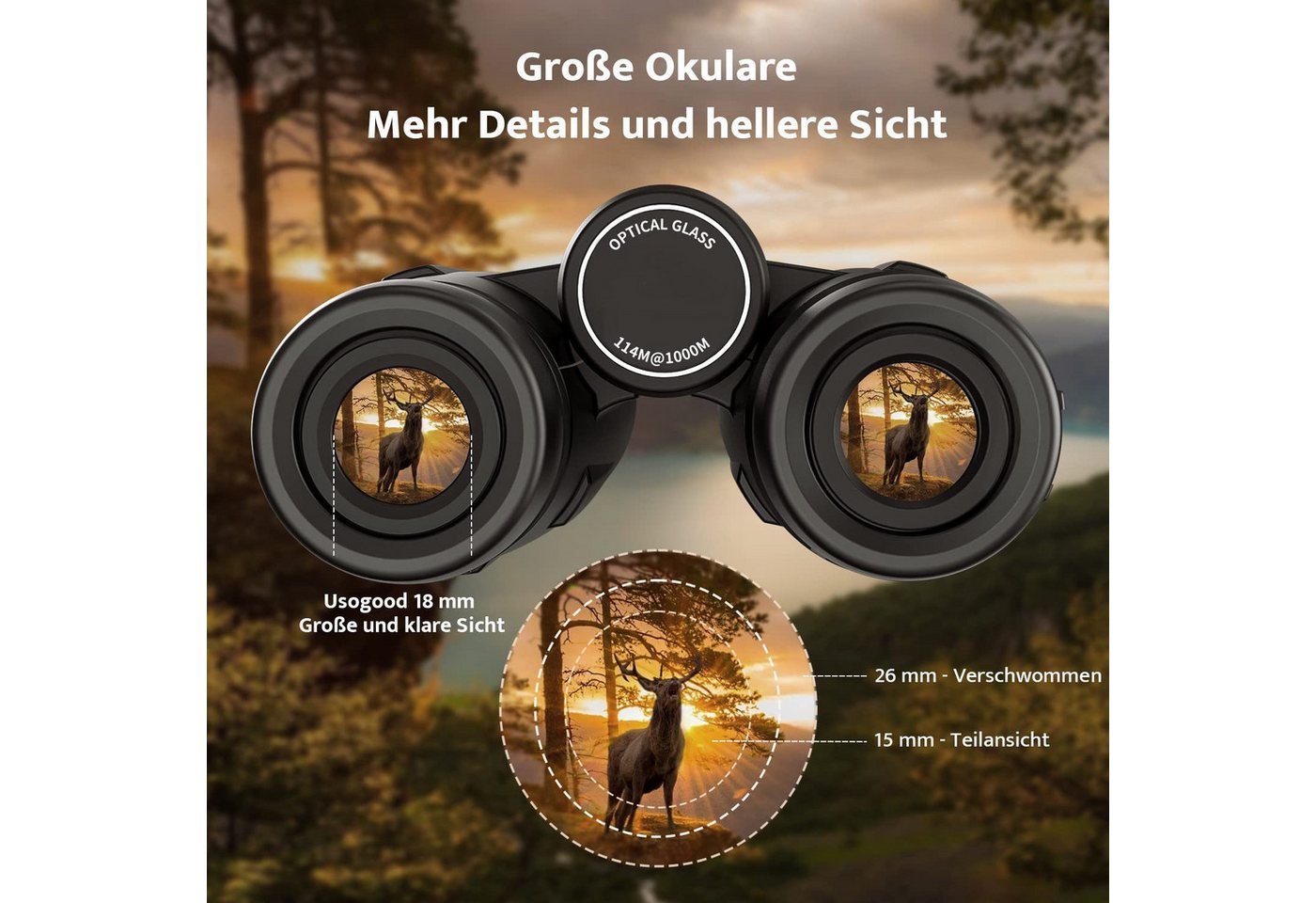 TWUFY Fernglas 12x42 HD Kompakte Ferngläser wasserdicht für Jagd, Wandern Fernglas (Outdoor Sportspiele Vogelbeobachtung Reisen Jagd Konzerte) Bild 4