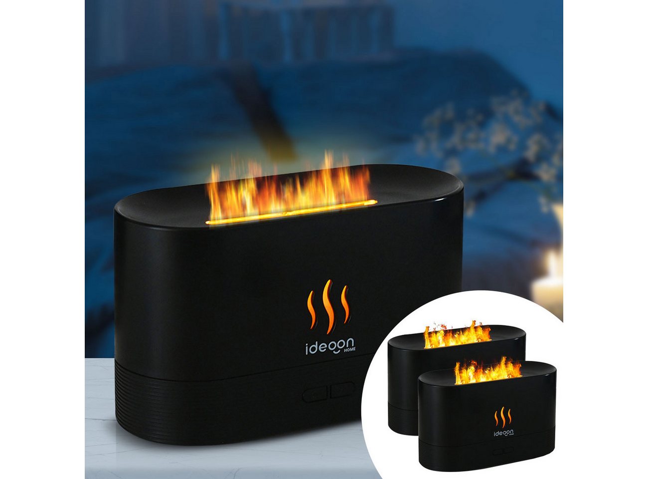 shop'n smile ideoon Diffuser Aroma Diffuser mit Flammeneffekt Ultraschall 10h Duftbefeuchter USB-C, 2 Helligkeitsstufen, Auto-Stop bei Leerstand, Tankkapazität 180 ml Bild 5
