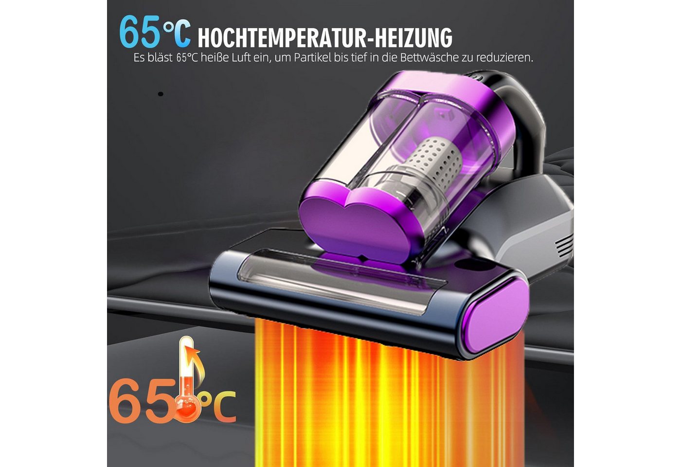 wohnTRAUM24 Matratzenreinigungsgerät Milbensauger für Matratzen, Milbenstaubsauger mit UV-C Licht, 16Kpa Starke Absaugung Matratzenreiniger mit Heißer Wind Bild 5
