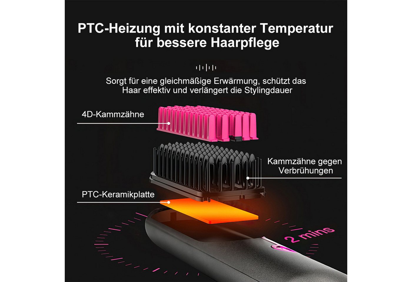 FELIXLEO Multihaarstyler Kabellose 2 in 1 Glättbürste Lockenstab Keramikbeschichtung Reisen
