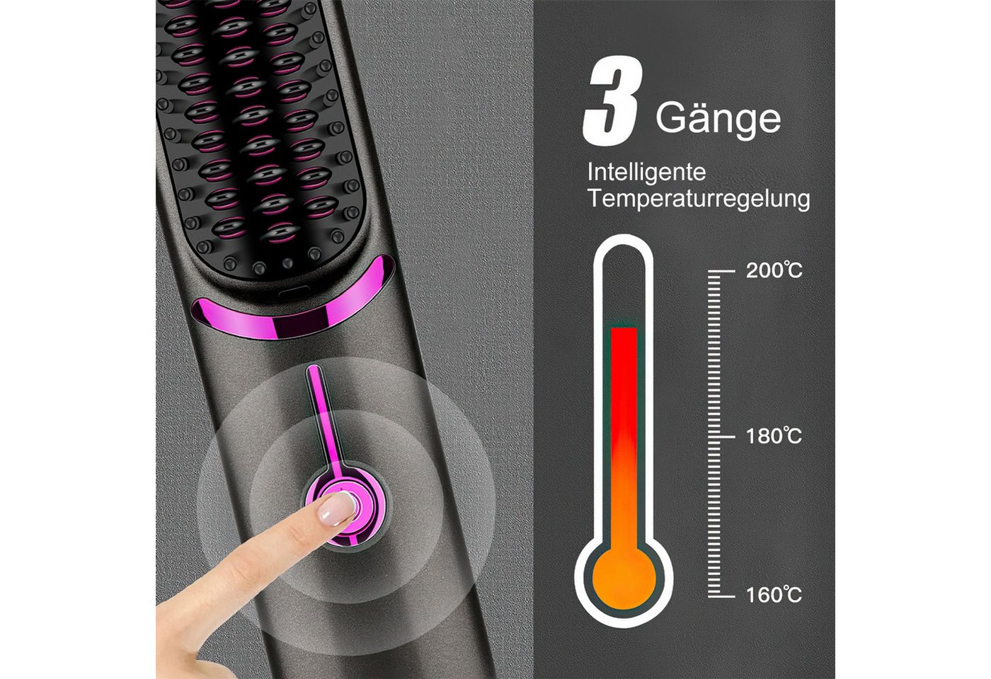 FELIXLEO Multihaarstyler Kabellose 2 in 1 Glättbürste Lockenstab Keramikbeschichtung Reisen Bild 2