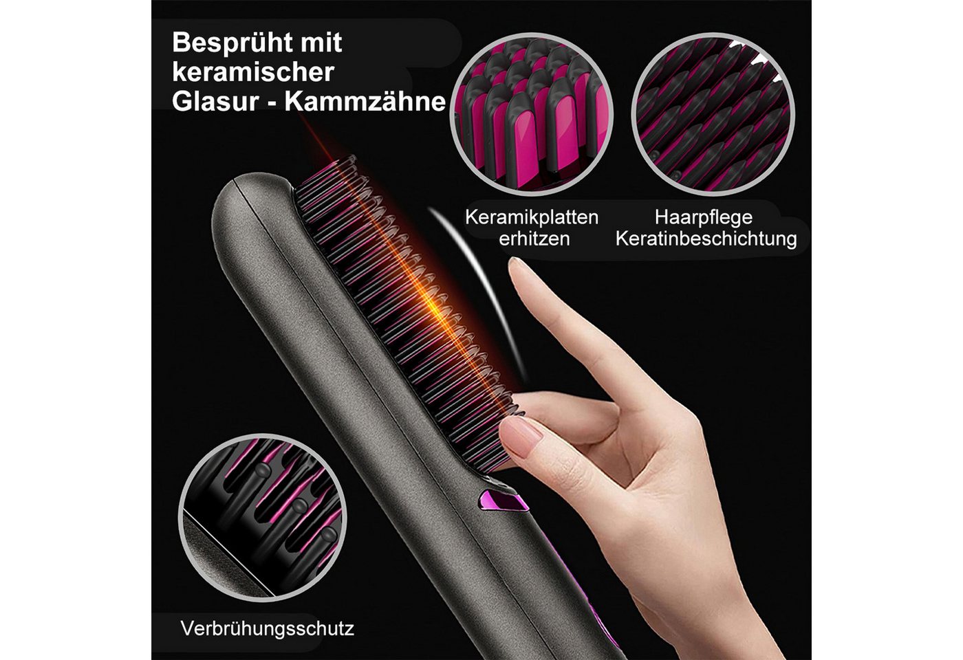 FELIXLEO Multihaarstyler Kabellose 2 in 1 Glättbürste Lockenstab Keramikbeschichtung Reisen Bild 5