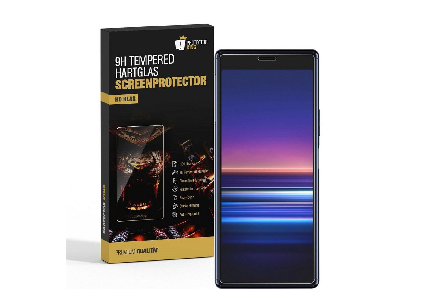 Protectorking Schutzfolie 2x 9H Hartglas für Sony Xperia 5 Panzerfolie Displayschutz Schutzfolie, (2-Stück), Displayschutzglas, Schutzglas Echtglas Tempered 9H Härte HD-KLAR