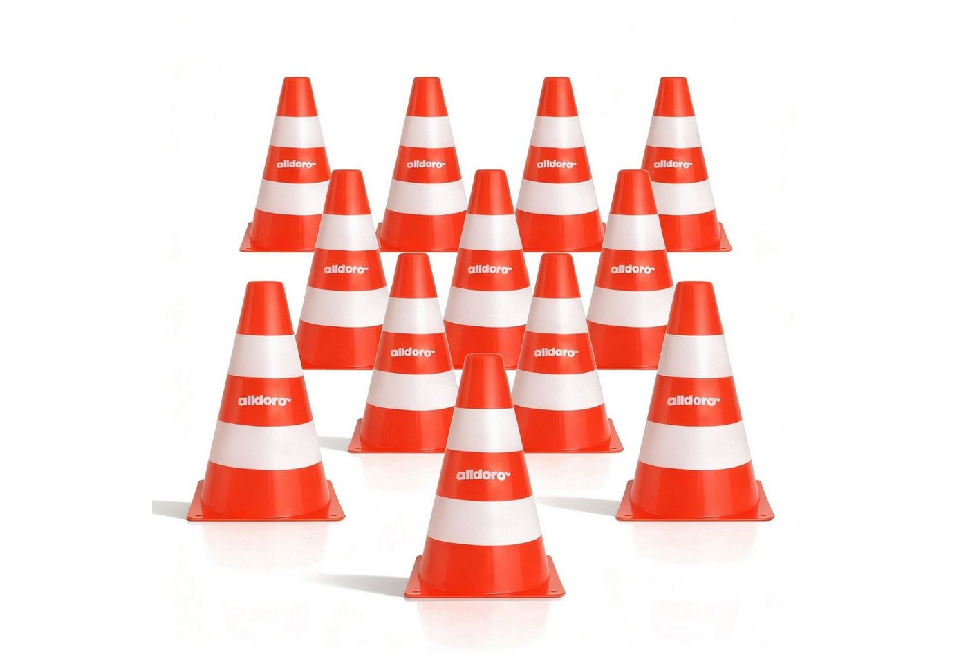 alldoro Pylonen 12er Set für Kinder, Kunststoff-Leitkegel orange-weiß, 18 cm hoch, Verkehrshütchen für Spiel, Sport, Freizeit & Verkehrserziehung Bild 2