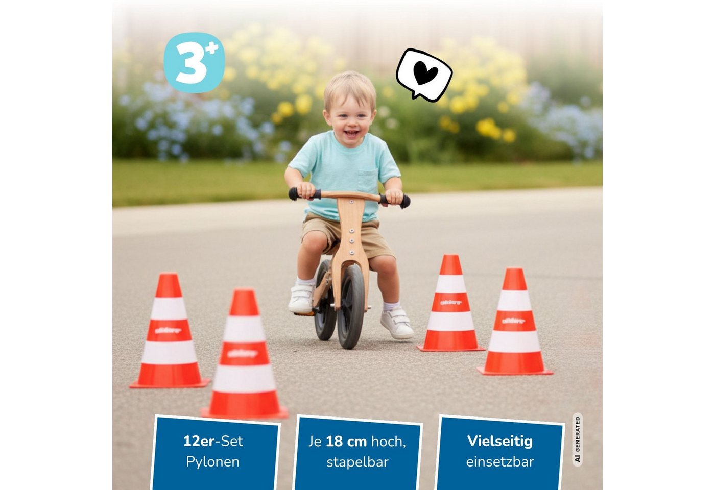 alldoro Pylonen 12er Set für Kinder, Kunststoff-Leitkegel orange-weiß, 18 cm hoch, Verkehrshütchen für Spiel, Sport, Freizeit & Verkehrserziehung Bild 3