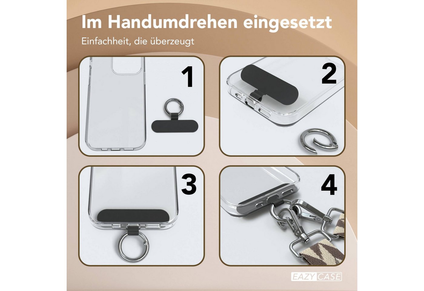 EAZY CASE Handykette Universal für alle Smartphones Boho/Wave/Leo Style, Umhängetasche Universell passend Band für Schutzhülle Violett Grün Bild 3