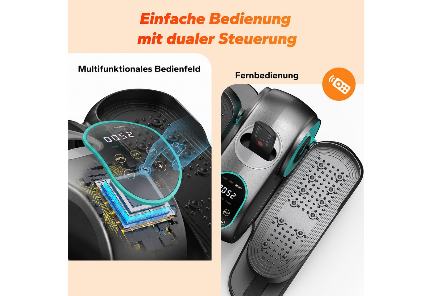 MERACH Crosstrainer Mini Ellipsentrainer, Untertisch Crosstrainer für Zuhause (Beintrainer für Durchblutung Set mit Fernbedienung, Mit LCD-Display, Netzkabel und Automatikmodus), 12 Stufen, Leise, Tragbar, Gelenkschonendes Training Bild 5