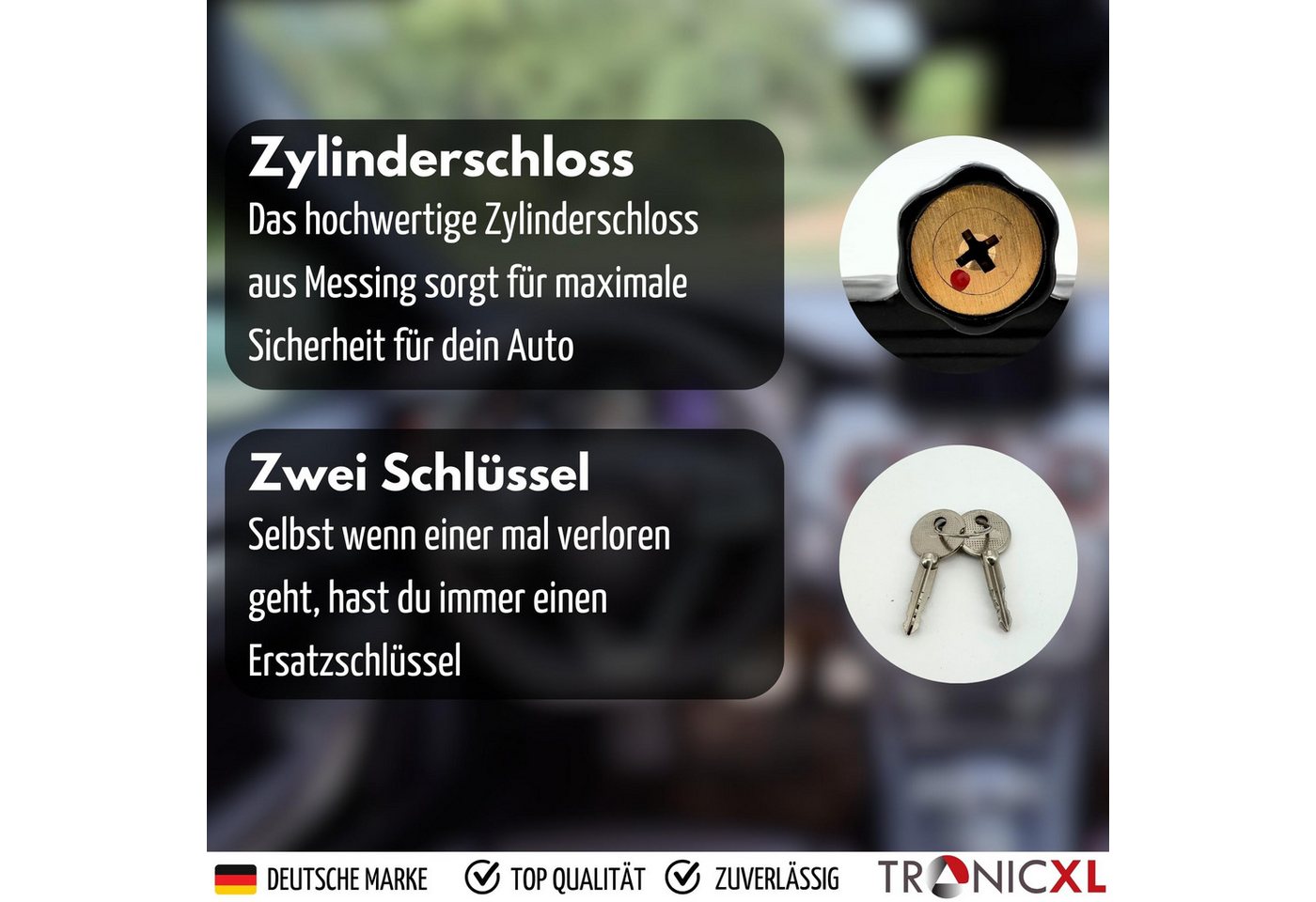 TronicXL Wegfahrsperre Wegfahrsperre Lenkradkralle Lenkradschloss Auto Schloss PKW Kralle, 2 Schlüssel Diebstahlschutz Diebstahlsicherung