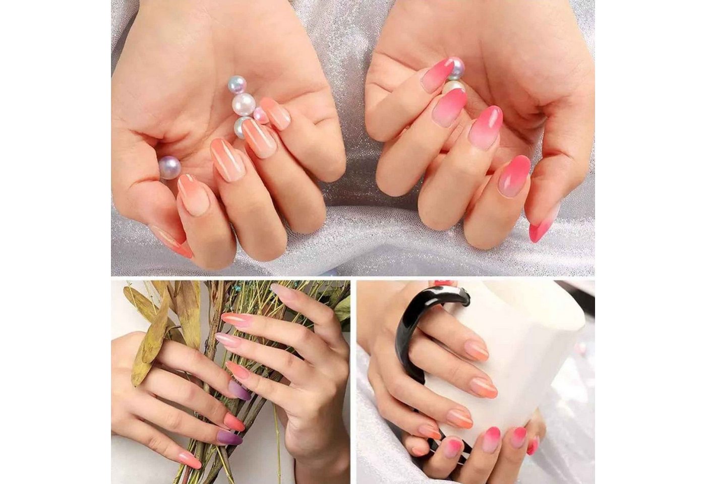 KINSI Lichthärtungsgerät Verlängerungsgel-Nagelwerkzeug-Set 6 Farben, UV-Lampe inklusive, Gel-Nagellack DIY Nail Art Starter Nagelsalon Gel-Lack UV