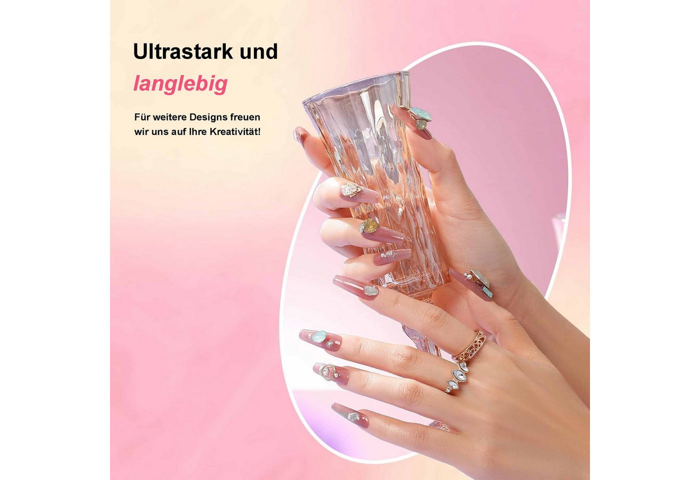 KINSI Lichthärtungsgerät Verlängerungsgel-Nagelwerkzeug-Set 6 Farben, UV-Lampe inklusive, Gel-Nagellack DIY Nail Art Starter Nagelsalon Gel-Lack UV Bild 5