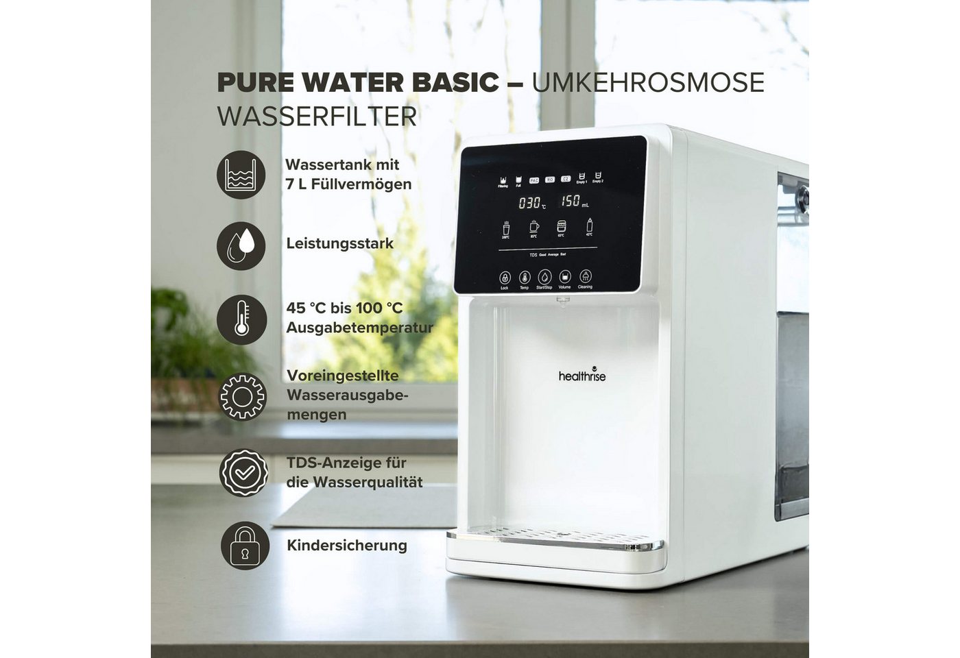 Health Rise Wasserfilter Health Rise Pure Water Basic, Umkehrosmoseanlage 7 Liter Tank Bild 3