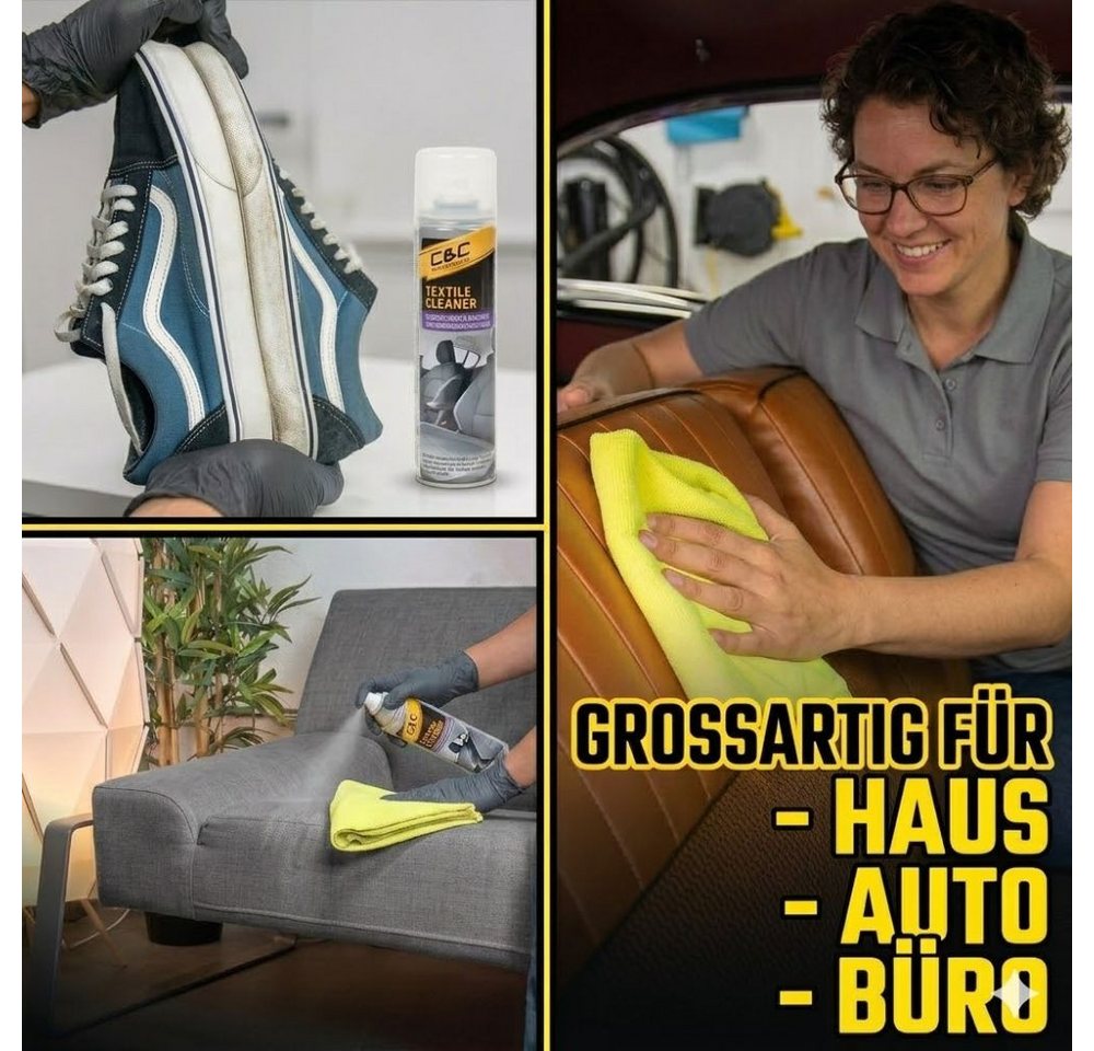 Montegoni Textilreiniger 400ml Polsterreiniger für Auto Caravan und Boot Autopolitur (Einzelstück Textilreiniger Auto, 400ml Polsterreiniger Fahrzeugpflege), Schnelltrocknender Schaum mit Fleckenentfernung und Frischeduft Bild 3