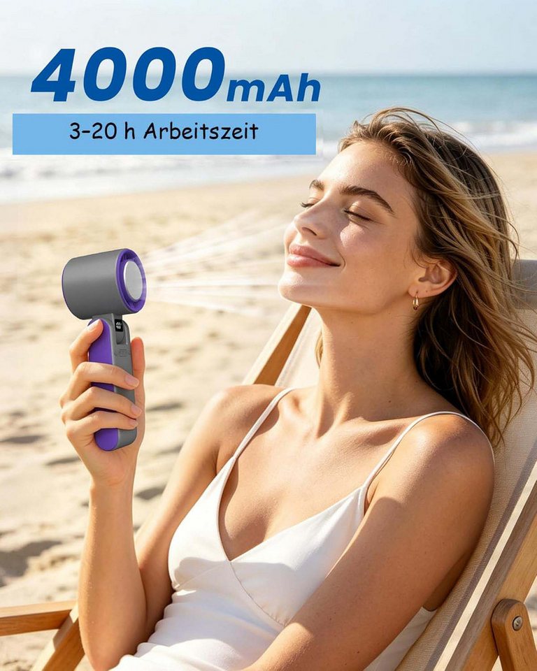 Bomiclss Handventilator Tragbarer Handventilator mit Eiskühler und LED-Display