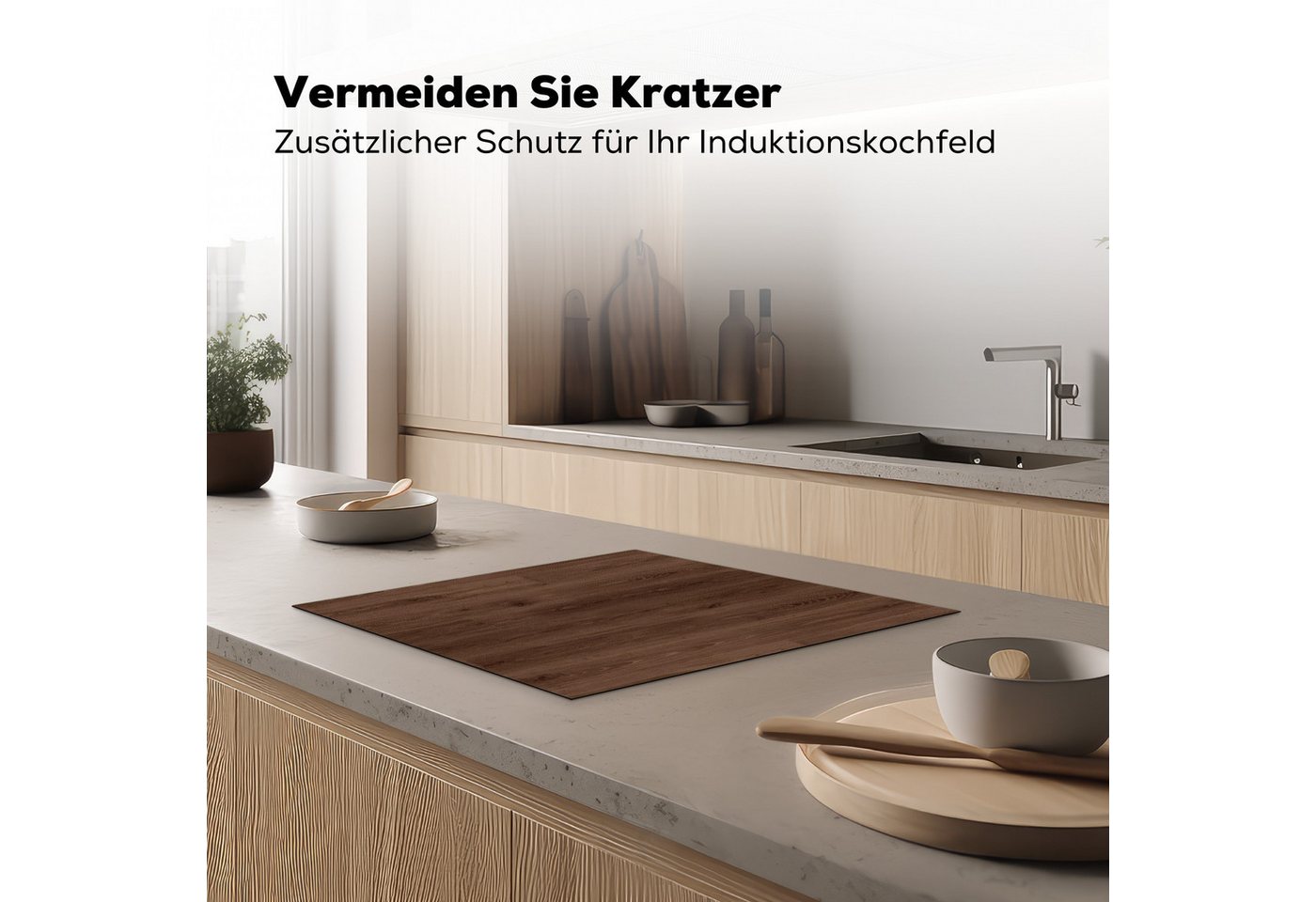 MuchoWow Herd-Abdeckplatte Braun - Muster - Holz, Vinyl, (1 tlg), Abdeckplatte für Ceranfeld, Herd Inductionsmatte, 57x51 cm Bild 2