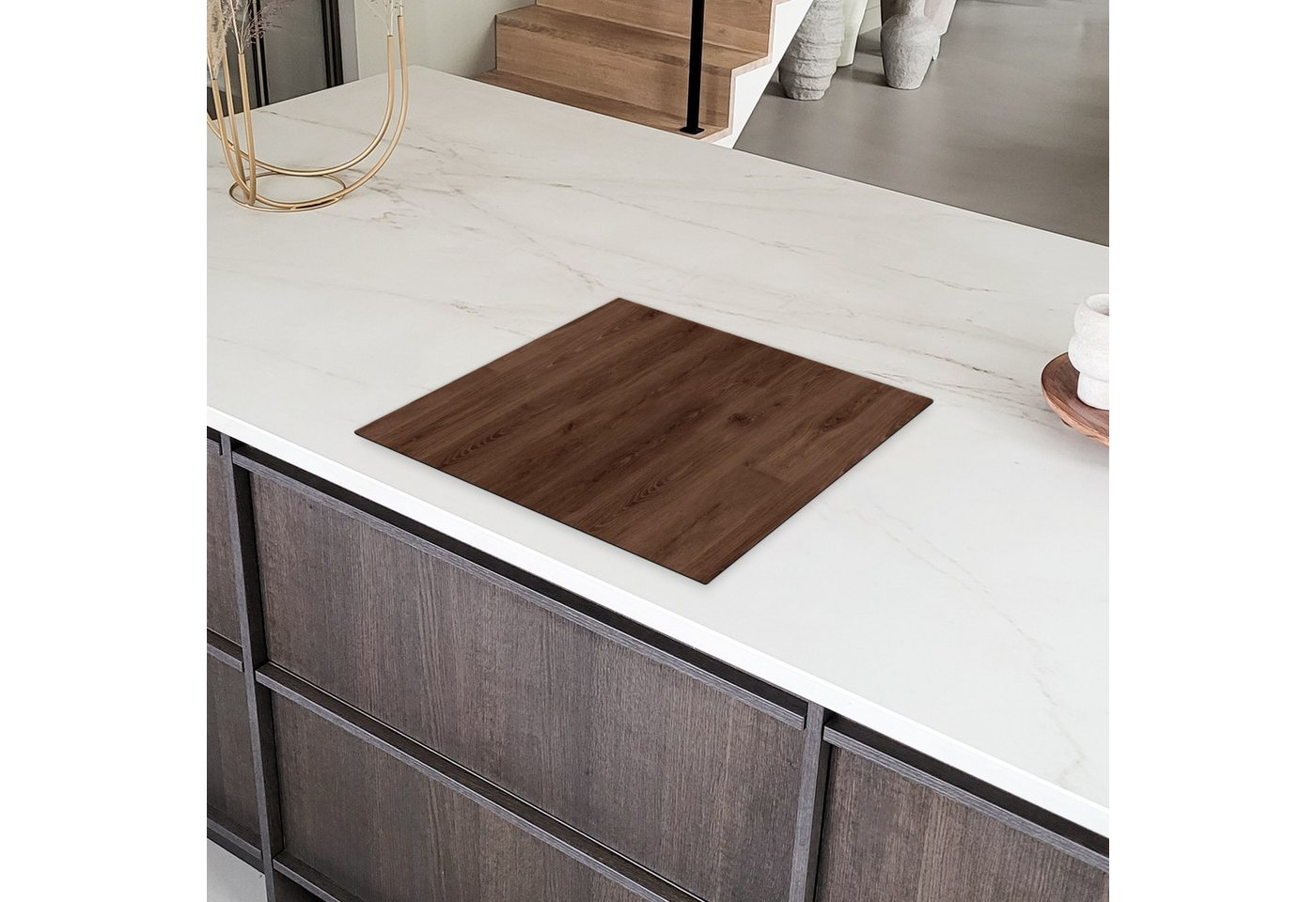 MuchoWow Herd-Abdeckplatte Braun - Muster - Holz, Vinyl, (1 tlg), Abdeckplatte für Ceranfeld, Herd Inductionsmatte, 57x51 cm Bild 4