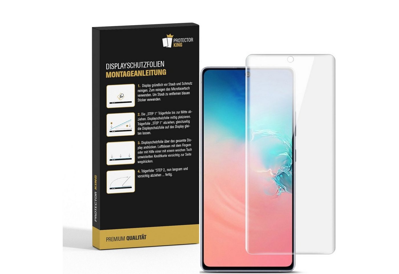 Protectorking Schutzfolie 2x Premium Displayschutzfolie für Samsung Galaxy S10 Lite Displayfolie, (2-Stück), flexible Displayschutzfolie, PREMIUM QUALITÄT 3D-KLAR