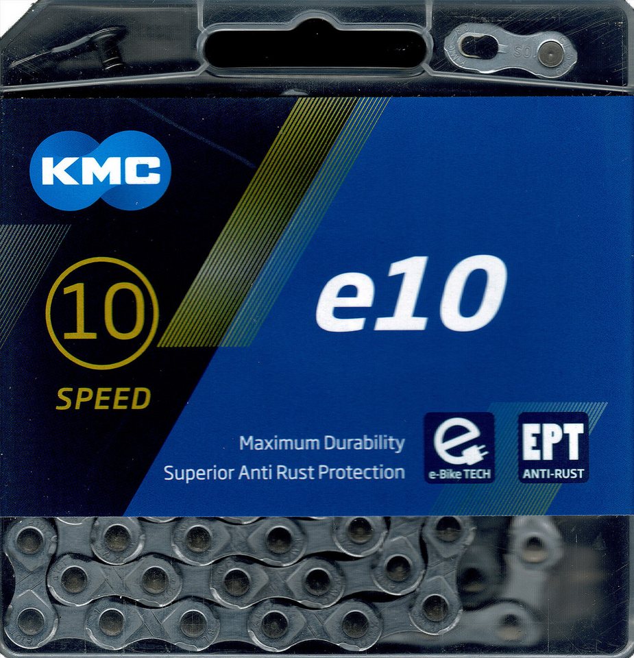 KMC Fahrradkette KMC e10 Ebike Kette 10 fach EPT Anti Rost Extra Long 136 Glieder