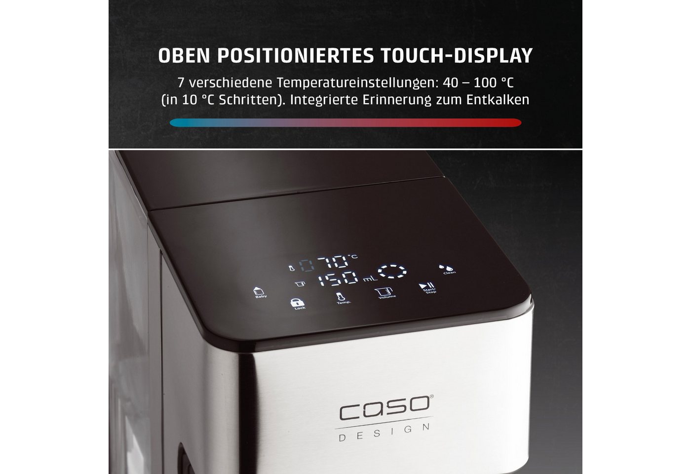 Caso Heißwasserspender HW 600, 2600 W, Abnehmbarer 2,7 Liter Wassertank, Entkalkungserinnerung Bild 2