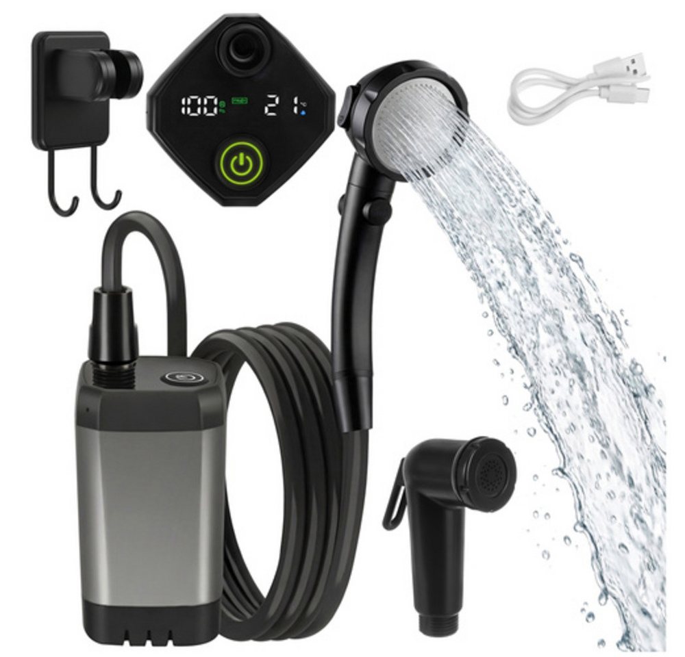 Trizand Gartendusche Campingdusche Akkubetriebene Reisedusche (Spar-Set, 1 St., 6000 mAh), USB-C Anschluss lässt sich die Dusche flexibel laden Bild 3
