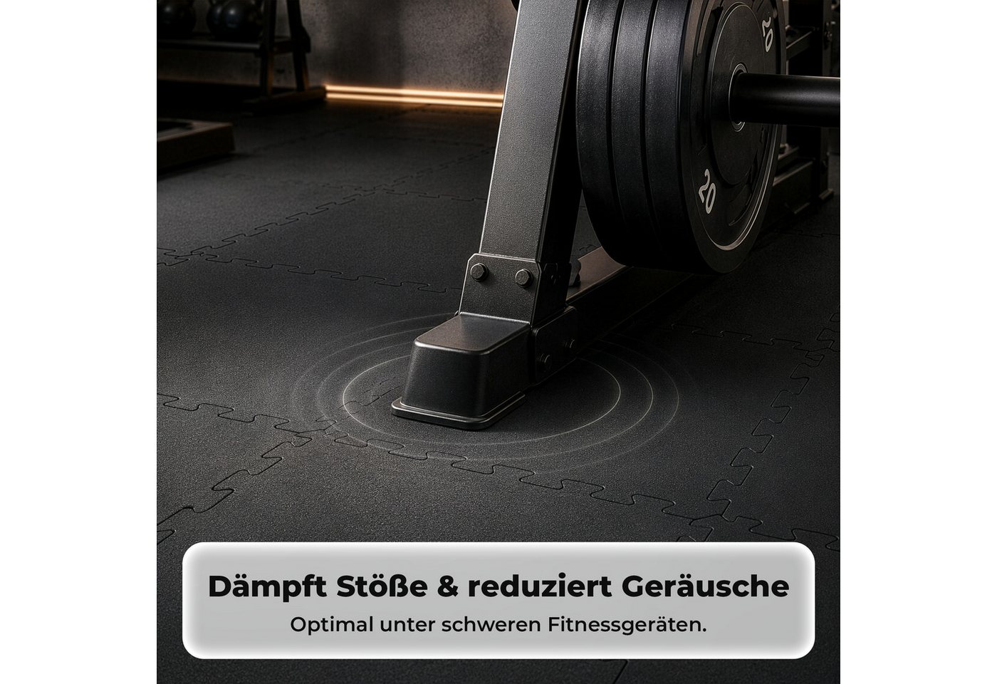 Floordirekt Sportmatte Gummi Steckmatte mit V-Interlocking-System für Fitnessgeräte, Erweiterbares Stecksystem, Geräuschreduzierend Bild 2