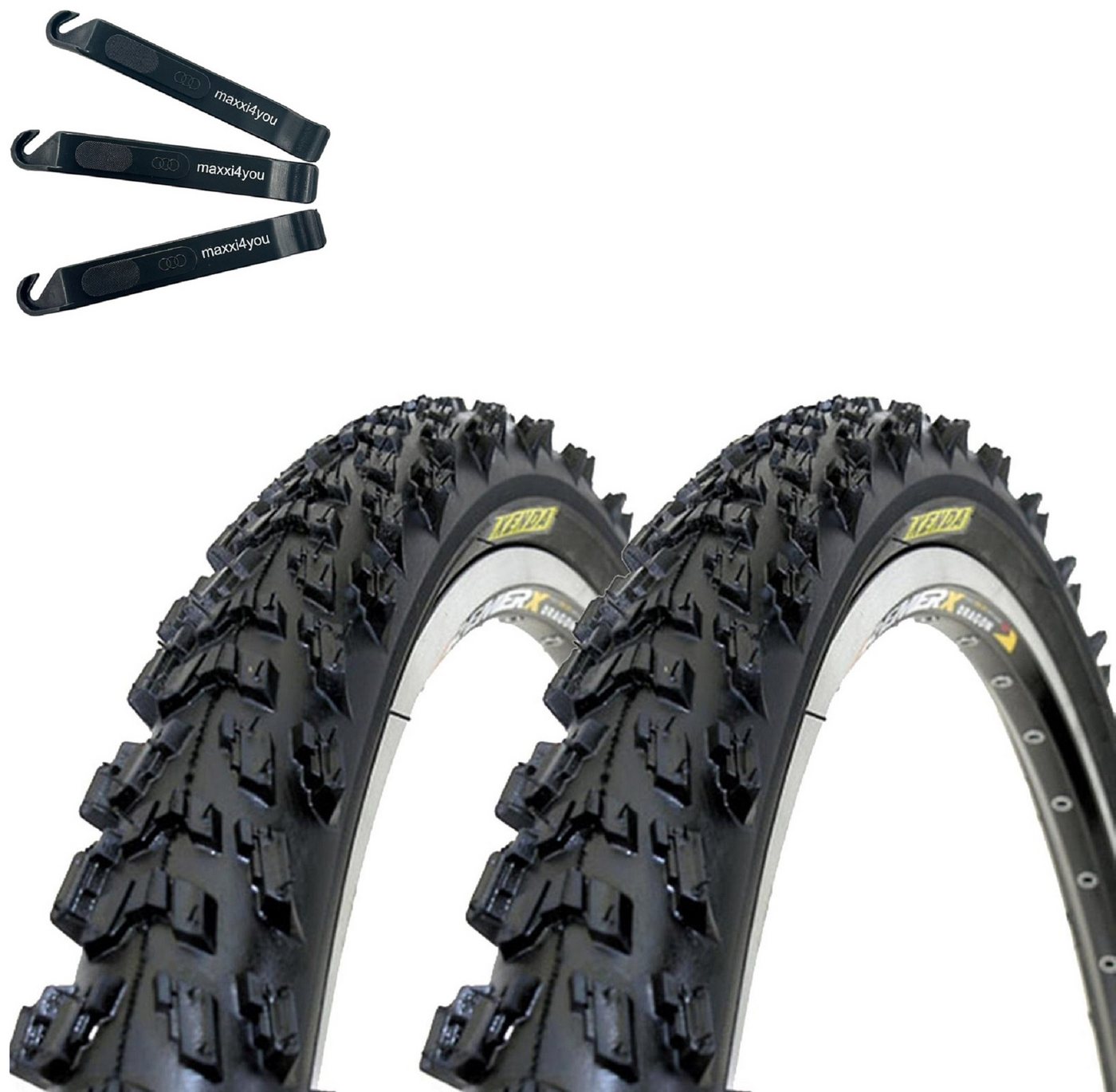 maxxi4you Fahrradreifen 2 x Kenda K-829 Psycho MTB 24 x 1,95 (50-507) Schwarz inkl Reifenheber Bild 2