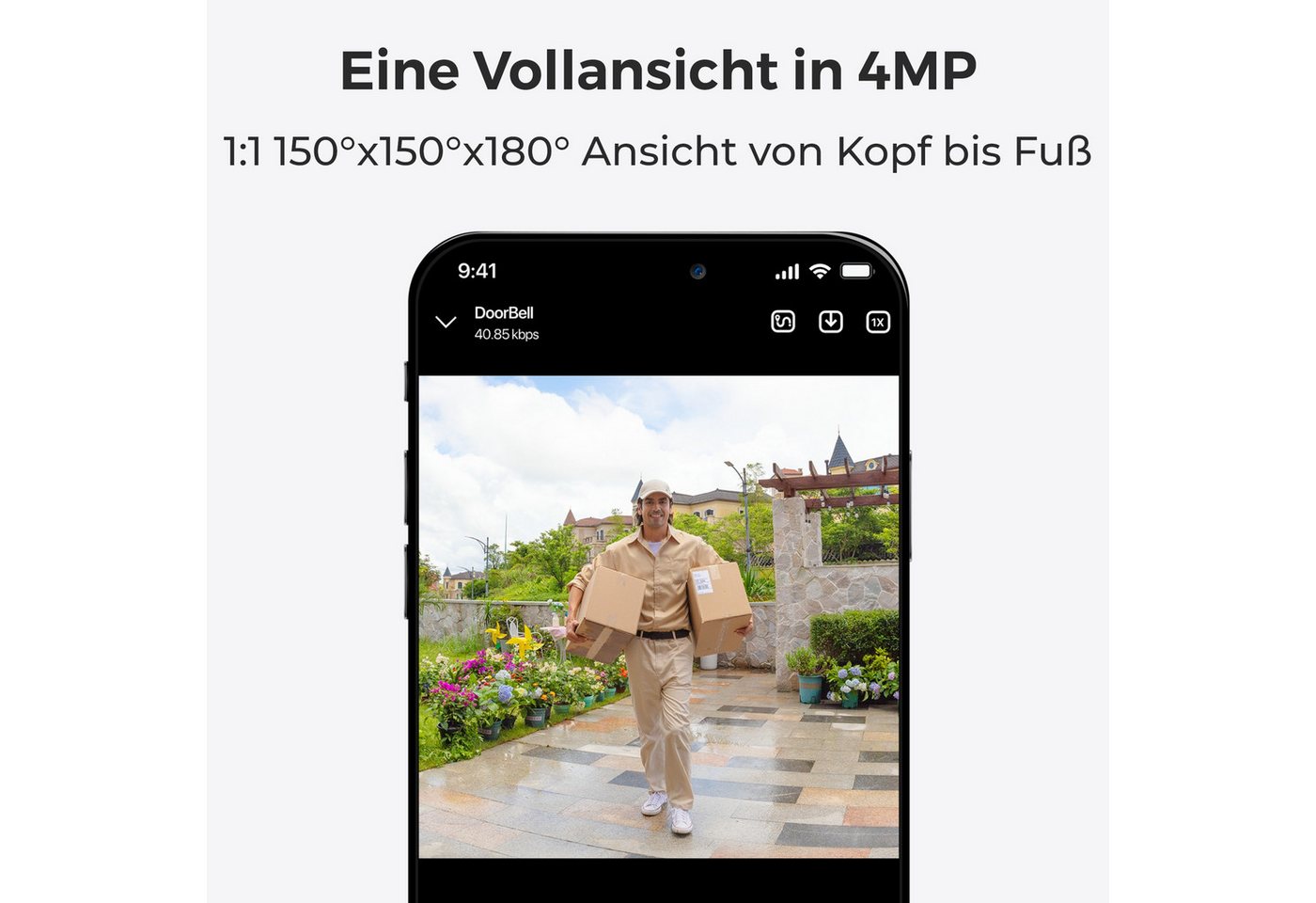 Reolink Smart Home Türklingel Akku-Türklingel Smarte 2K Dualband-WLAN Haussicherheitssystem (AuBenbereich, 1-tlg., 1:1-Seitenverhaltnis, Personen-/Fahrzeug-/Paketerkennung)