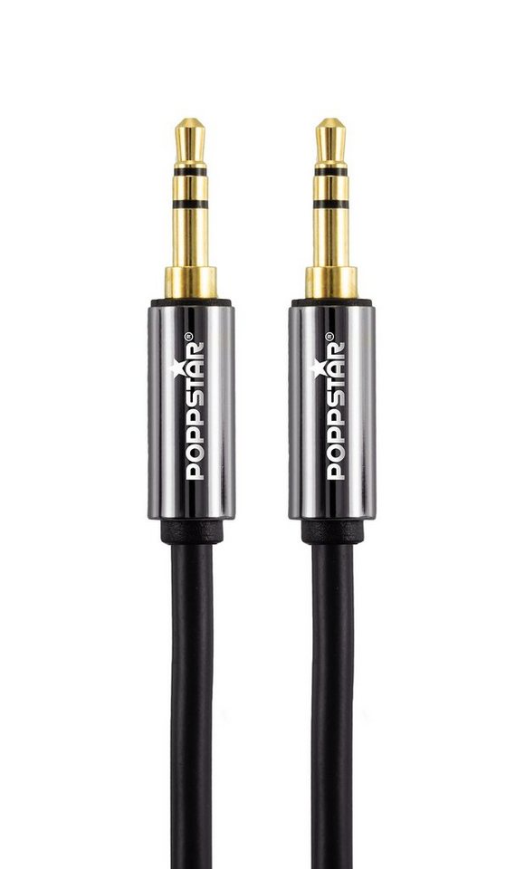 Poppstar Klinkenkabel vergoldet mit 3,5mm Klinke Audio-Kabel, 3,5-mm-Klinke, (300 cm), für Lautsprecher Kopfhörer Smartphone Auto Radio Bild 3