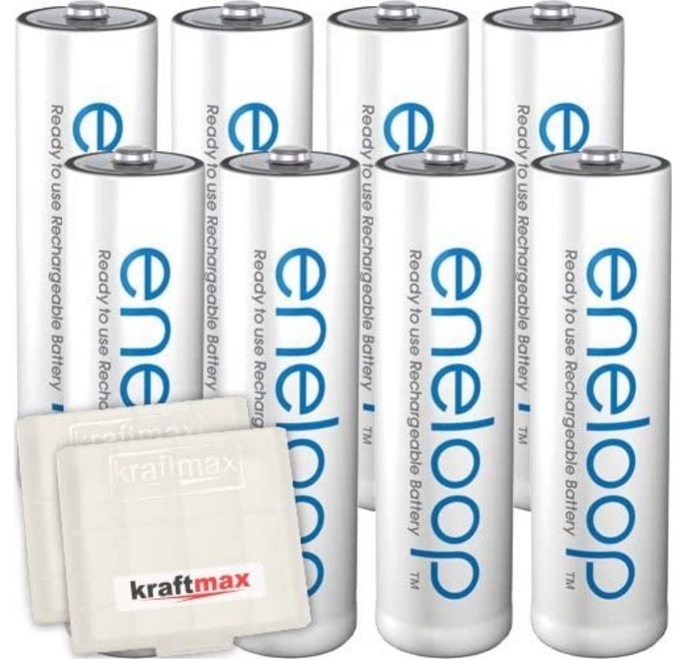 kraftmax 8er Pack Panasonic Eneloop AA / Mignon Akkus Akku-Set