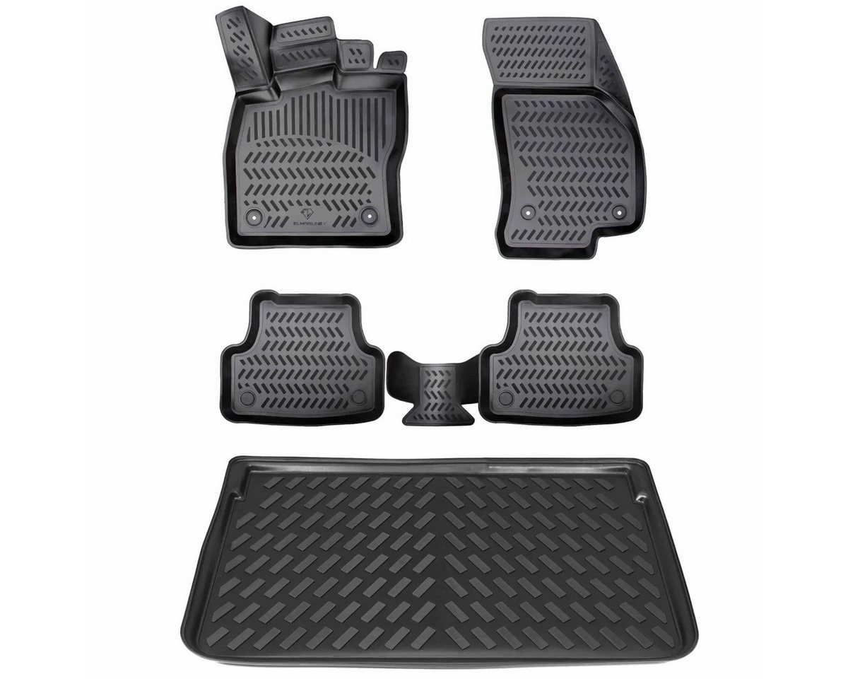 ELMASLINE Auto-Fußmatten für PEUGEOT e-5008 2024-2026 [3. Gen] - Gummimatten & Kofferraumwanne, für Peugeot e-5008 - Extra hoher Rand für mehr Schutz Bild 2