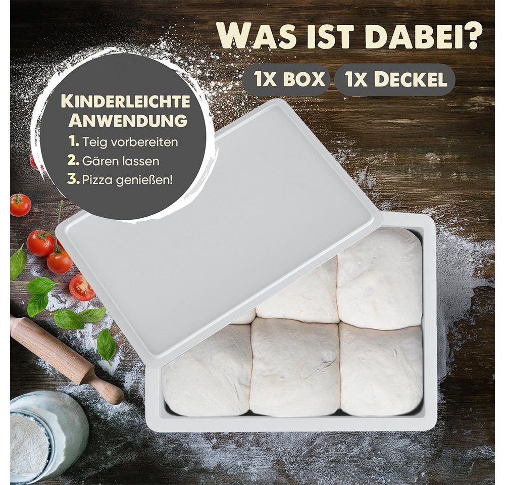 GLIESE Pizzaofen 30x40x7,5 cm Pizzaballenbox Euronorm mit Deckel, Stapelbare Gärbox für Pizza- & Brotteig