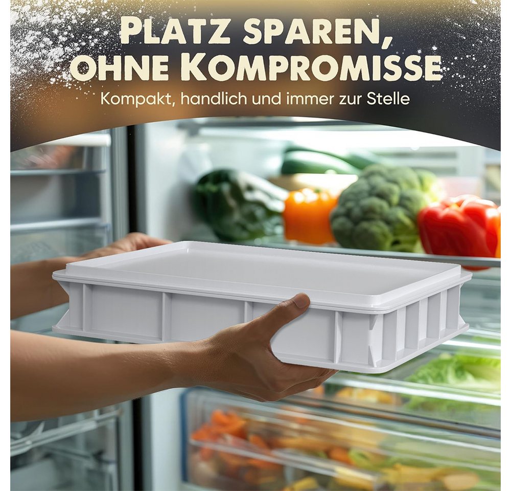 GLIESE Pizzaofen 30x40x7,5 cm Pizzaballenbox Euronorm mit Deckel, Stapelbare Gärbox für Pizza- & Brotteig Bild 2