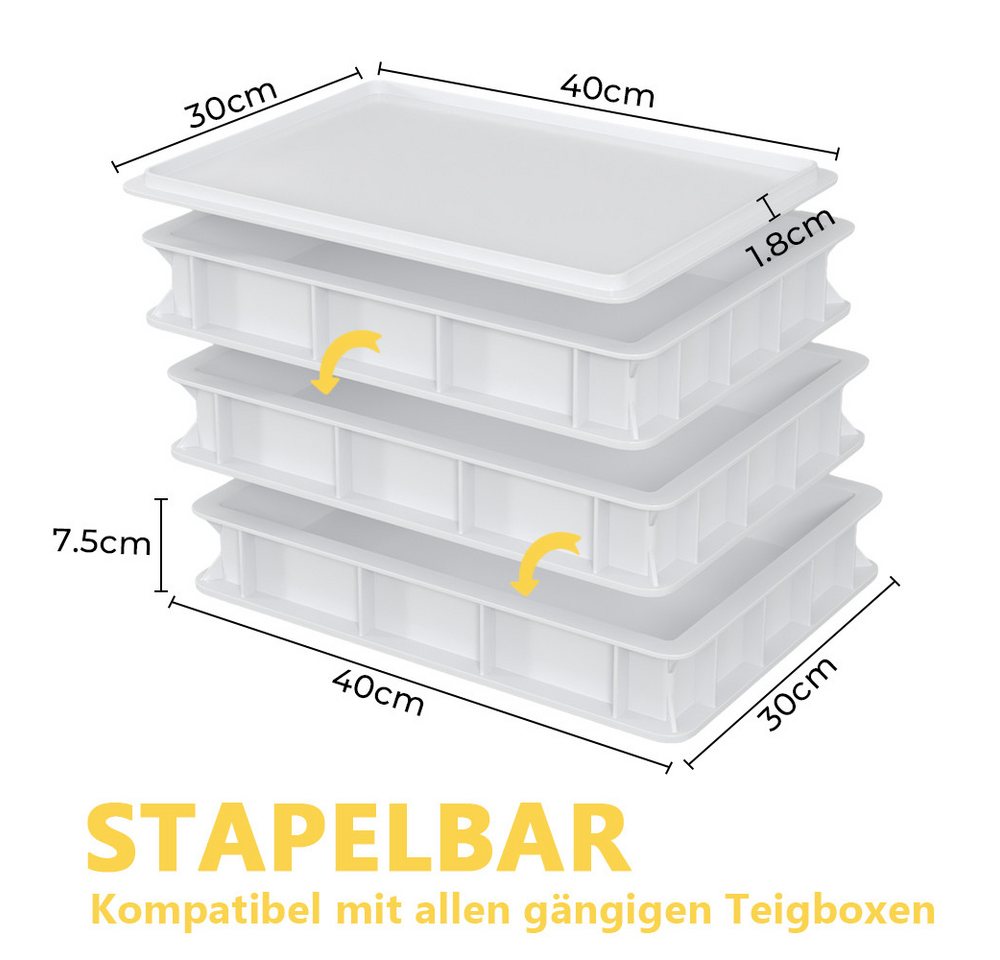 GLIESE Pizzaofen 30x40x7,5 cm Pizzaballenbox Euronorm mit Deckel, Stapelbare Gärbox für Pizza- & Brotteig Bild 3