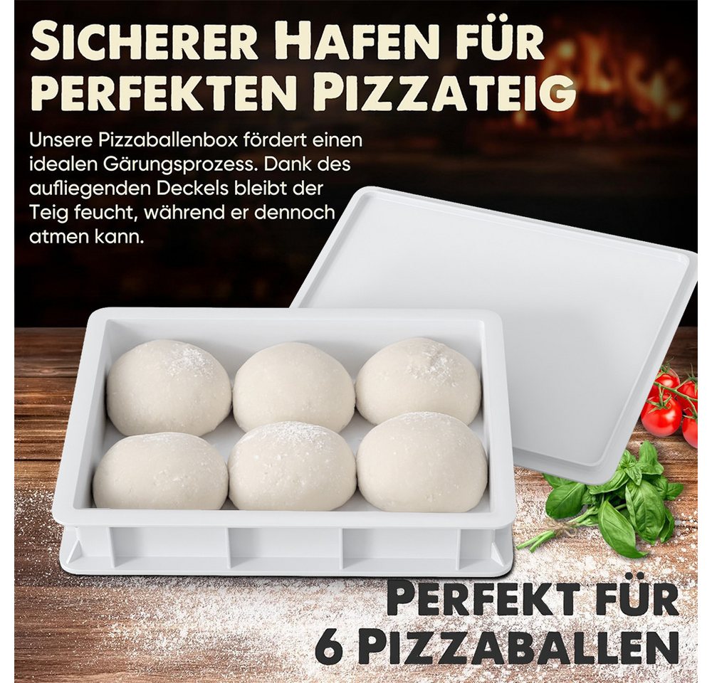 GLIESE Pizzaofen 30x40x7,5 cm Pizzaballenbox Euronorm mit Deckel, Stapelbare Gärbox für Pizza- & Brotteig Bild 4