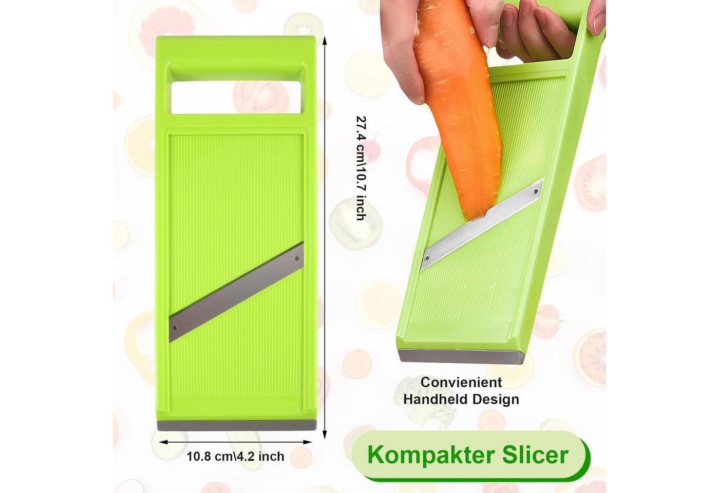 FELIXLEO Gemüseschneider Gemüseschneider Manueller Gemüsehobel Obstschneider Grün Bild 3