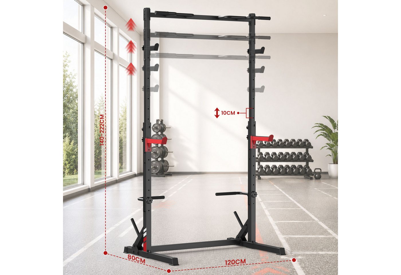 Gywowken Squat Rack Kraftturm - Verstellbare Hantelständer - Trainingsstation Multi, (Set, Gewichtheben Bankdrücken bis 300 kg), Multifunktions Barbell Rack - Kraftstation für für Sportstudio Zuhause Bild 4